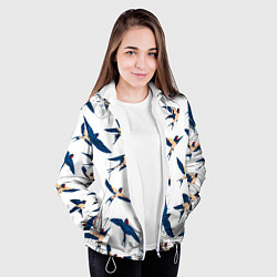 Куртка с капюшоном женская Ласточки парят в небе, цвет: 3D-белый — фото 2