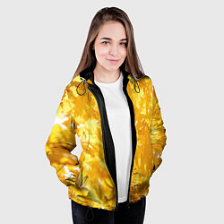 Куртка с капюшоном женская Золотые листья на ветках, цвет: 3D-черный — фото 2