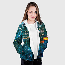Куртка с капюшоном женская Тени города и краски, цвет: 3D-белый — фото 2