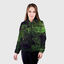 Куртка с капюшоном женская Полигональные фоны зеленые, цвет: 3D-черный — фото 2