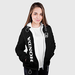 Куртка с капюшоном женская Honda карбон, цвет: 3D-белый — фото 2