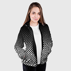 Куртка с капюшоном женская Геометрические узоры с градиентом, цвет: 3D-черный — фото 2