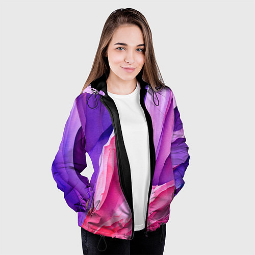 Женская куртка Необычная акварельная абстракция / 3D-Черный – фото 3