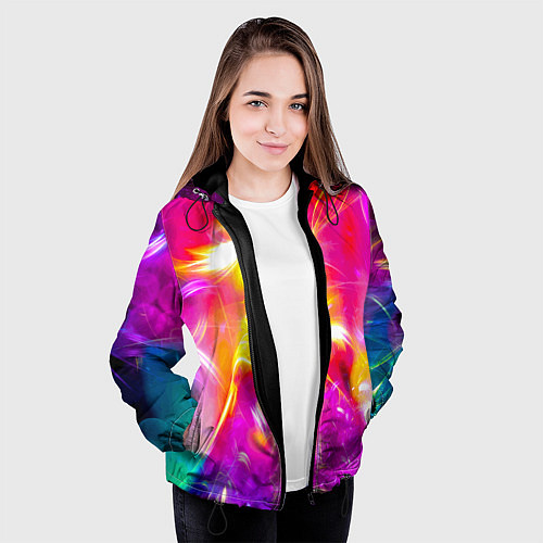 Женская куртка Цветные огни в ночи / 3D-Черный – фото 3