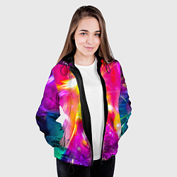 Куртка с капюшоном женская Цветные огни в ночи, цвет: 3D-черный — фото 2