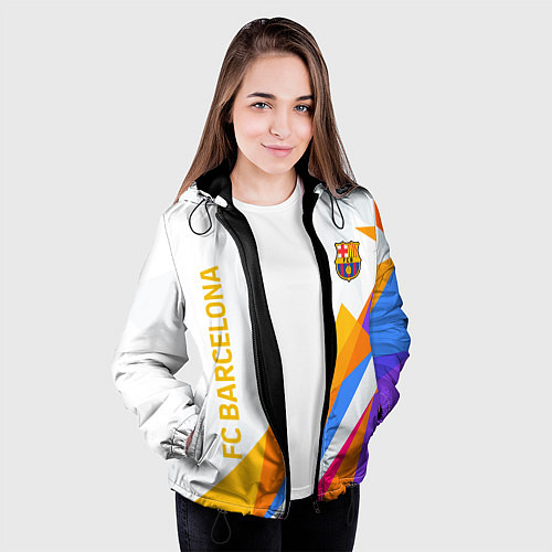 Женская куртка Barcelona абстракция цветные геометрии / 3D-Черный – фото 3