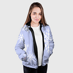 Куртка с капюшоном женская Снежинок узоры, цвет: 3D-черный — фото 2