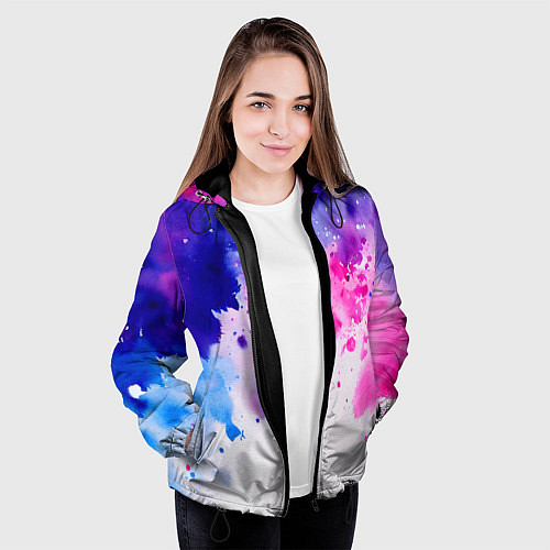 Женская куртка Акварельные кляксы / 3D-Черный – фото 3