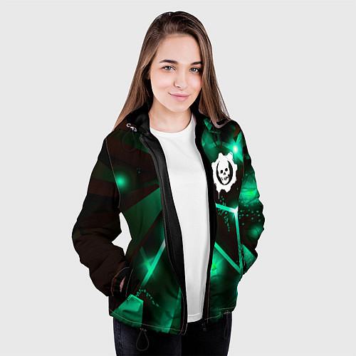 Женская куртка Gears of War разлом плит / 3D-Черный – фото 3