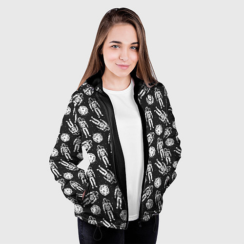 Женская куртка Космонавт и планета / 3D-Черный – фото 3