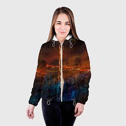 Куртка с капюшоном женская Тени, блёстки и краски во тьме, цвет: 3D-белый — фото 2