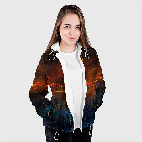 Женская куртка Тени, блёстки и краски во тьме / 3D-Белый – фото 3