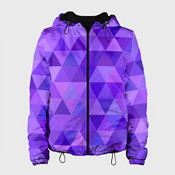 Куртка с капюшоном женская Фиолетовые фигуры, цвет: 3D-черный