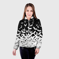Куртка с капюшоном женская Black and white bat pattern, цвет: 3D-белый — фото 2