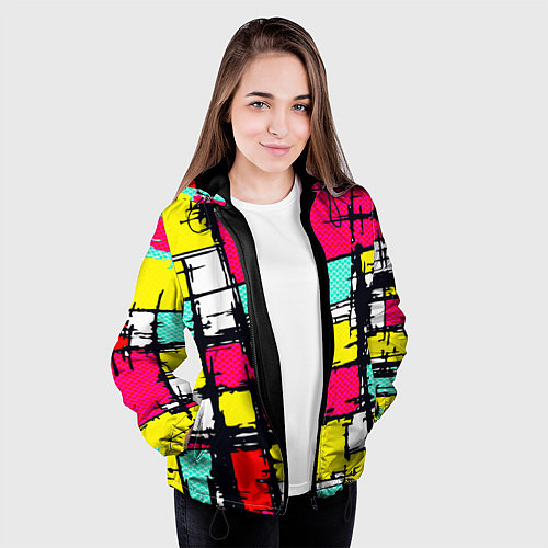 Женская куртка Простое граффити / 3D-Черный – фото 3