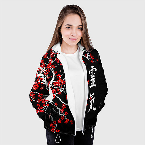 Женская куртка Сакура в цвету / 3D-Белый – фото 3