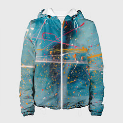 Куртка с капюшоном женская Абстрактный голубой фон, тени и краски, цвет: 3D-белый