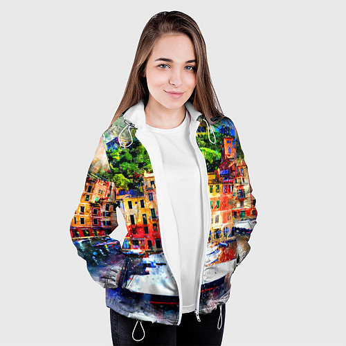 Женская куртка Картина красочный город / 3D-Белый – фото 3
