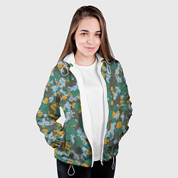 Куртка с капюшоном женская Цифровой камуфляж - зелено-голубой, цвет: 3D-белый — фото 2