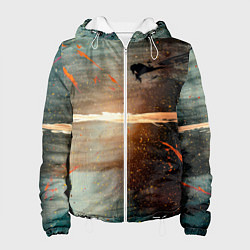 Женская куртка Светло-синий абстрактный фон и брызки красок