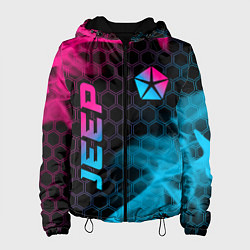 Куртка с капюшоном женская Jeep - neon gradient: надпись, символ, цвет: 3D-черный