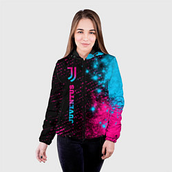 Куртка с капюшоном женская Juventus - neon gradient: по-вертикали, цвет: 3D-черный — фото 2