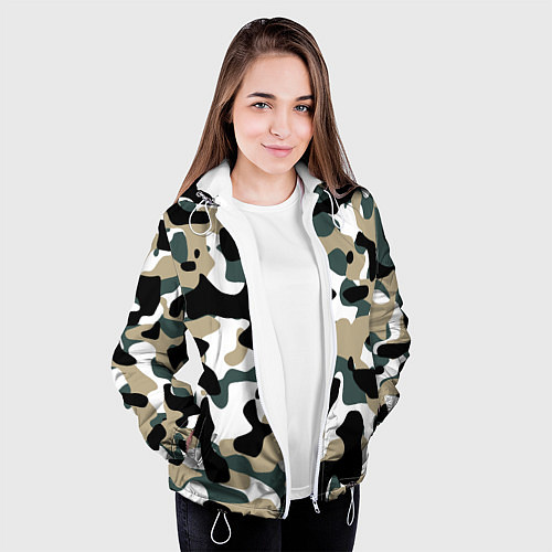 Женская куртка Камуфляж Snow - Trees - Shrubs / 3D-Белый – фото 3