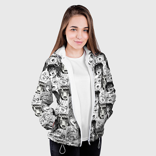 Женская куртка Разные девушки Ахегао / 3D-Белый – фото 3