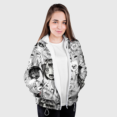 Женская куртка Девушки из Ахегао / 3D-Белый – фото 3