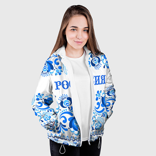 Женская куртка РОССИЯ голубой узор / 3D-Белый – фото 3