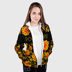 Куртка с капюшоном женская РОССИЯ роспись хохлома, цвет: 3D-белый — фото 2