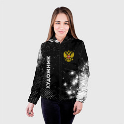 Куртка с капюшоном женская Художник из России и герб РФ: надпись, символ, цвет: 3D-черный — фото 2