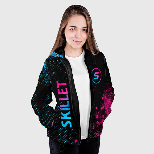 Женская куртка Skillet - neon gradient: надпись, символ / 3D-Черный – фото 3