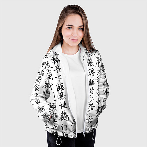 Женская куртка Иероглифная сетка / 3D-Белый – фото 3
