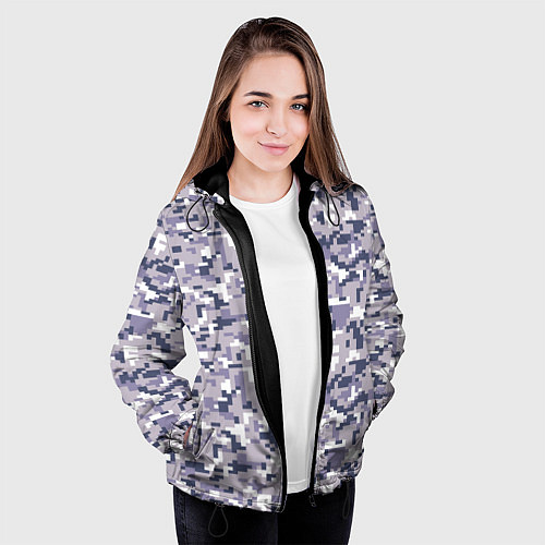 Женская куртка Камуфляж ACUpat серый пиксель / 3D-Черный – фото 3