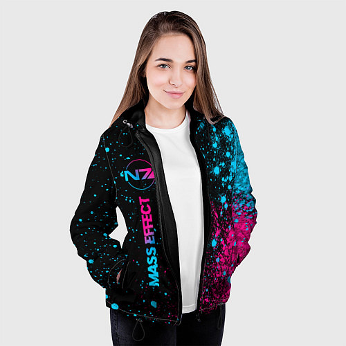 Женская куртка Mass Effect - neon gradient: по-вертикали / 3D-Черный – фото 3