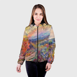 Куртка с капюшоном женская Осенний пейзаж акварель, цвет: 3D-черный — фото 2