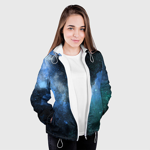 Женская куртка Акварель галактики / 3D-Белый – фото 3