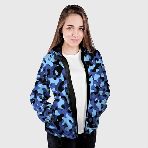 Женская куртка Камуфляж Sky Blue / 3D-Черный – фото 3