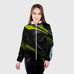 Куртка с капюшоном женская Зелёный песок в темноте, цвет: 3D-белый — фото 2
