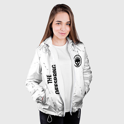 Женская куртка The Offspring glitch на светлом фоне: надпись, сим / 3D-Белый – фото 3