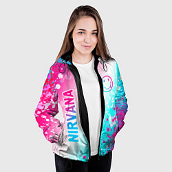 Куртка с капюшоном женская Nirvana neon gradient style: надпись, символ, цвет: 3D-черный — фото 2