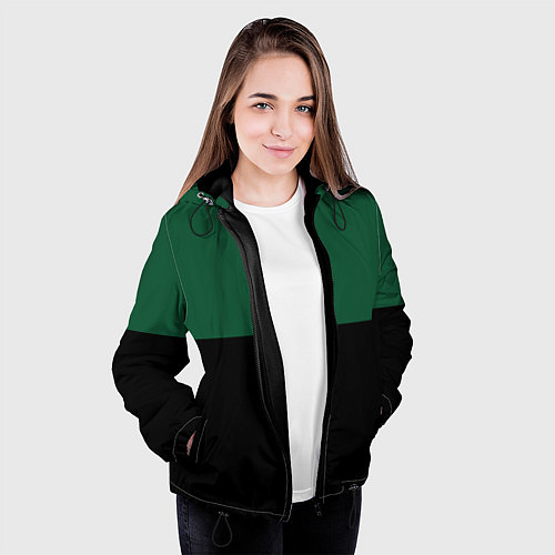 Женская куртка Серьёзный Зелёный / 3D-Черный – фото 3