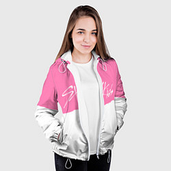 Куртка с капюшоном женская Stray Kids pink and white, цвет: 3D-белый — фото 2