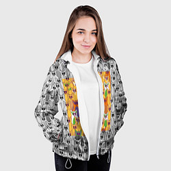 Куртка с капюшоном женская Котики в прямоугольнике, цвет: 3D-белый — фото 2
