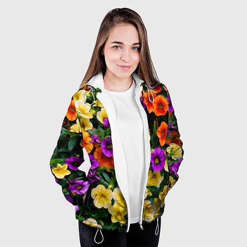 Женская куртка Разноцветная петуния / 3D-Белый – фото 3