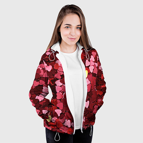 Женская куртка Куча разноцветных сердечек / 3D-Белый – фото 3