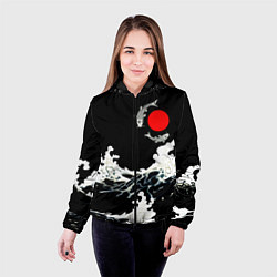 Куртка с капюшоном женская Волны и рыбки, цвет: 3D-черный — фото 2