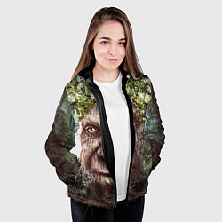 Куртка с капюшоном женская Мудрое Таинственное Дерево, цвет: 3D-черный — фото 2