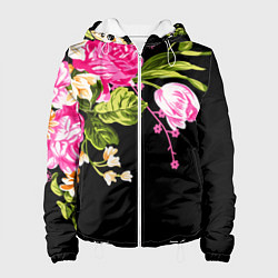Куртка с капюшоном женская Букет цветов, цвет: 3D-белый